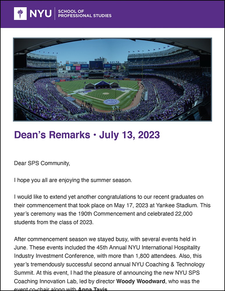 Dean's Remarks - July 13, 2023 - Students